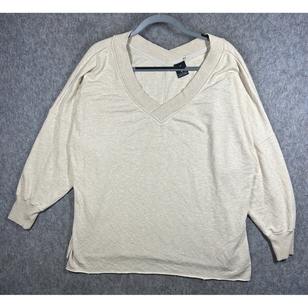 Nike‎ Yoga Thermal Fleece Cover Up Sweater Womens L Ivory CU5490-141